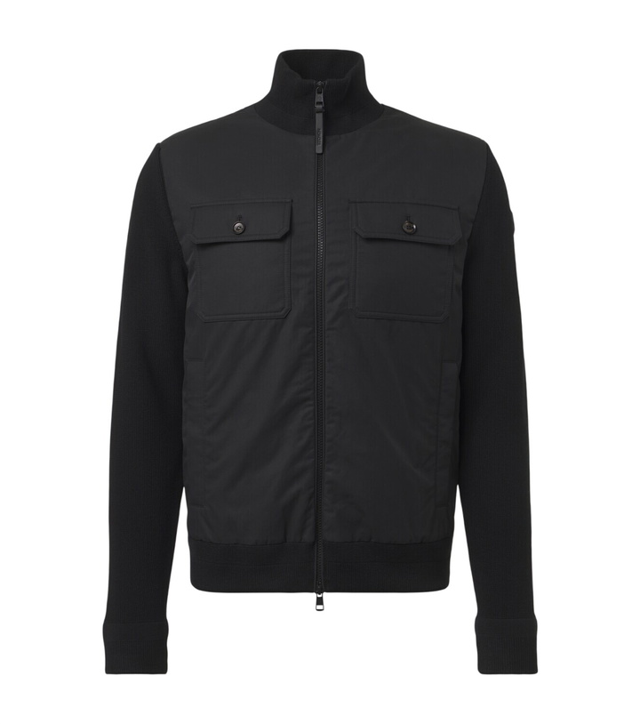 Photo: Moncler Virgin wool and suede zip-up down cardigan
