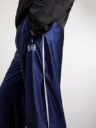 Needles - Straight-Leg Logo-Embroidered Satin Sweatpants - Blue