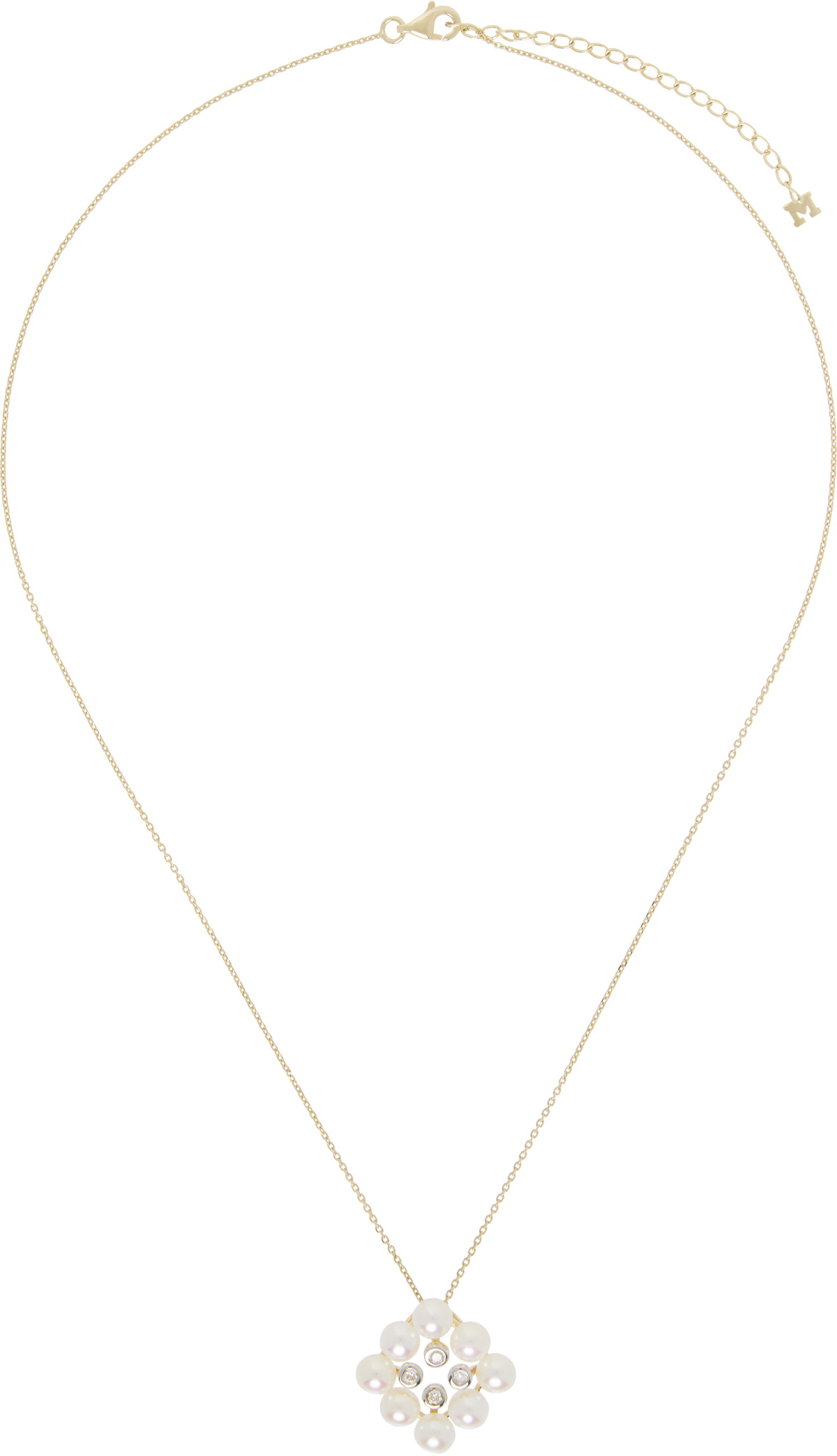 Mateo Gold Pearls & Diamond Cluster Necklace