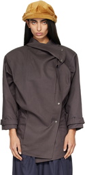 OPEN YY Brown Drop Collar Half Trench Jacket