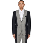 Alexander McQueen Navy Virgin Wool Check Blazer