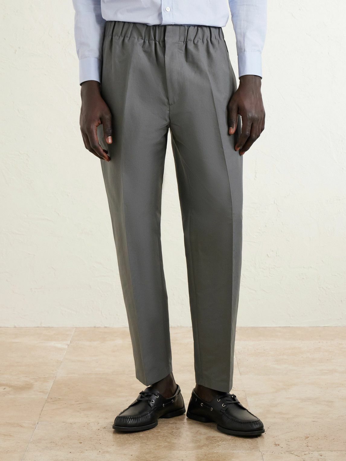Jil Sander - Tapered-Leg Cotton Trousers - Gray
