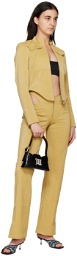 MISBHV Yellow Stand Collar Faux-Leather Jacket