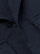 Belstaff - Logo-Appliquéd Stretch-Cotton Seersucker Shirt - Blue