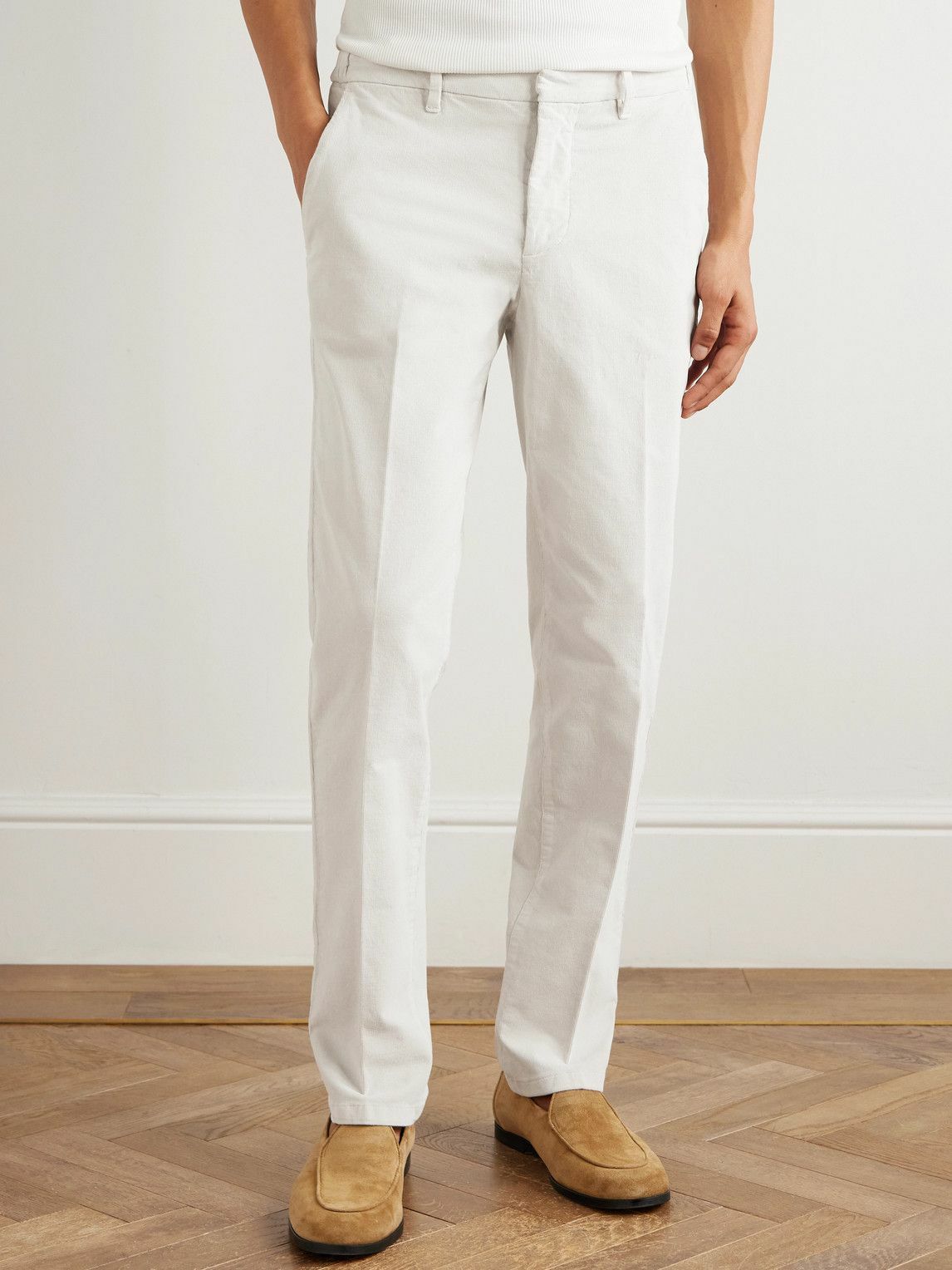 Altea - Tapered Cotton-Blend Trousers - Neutrals