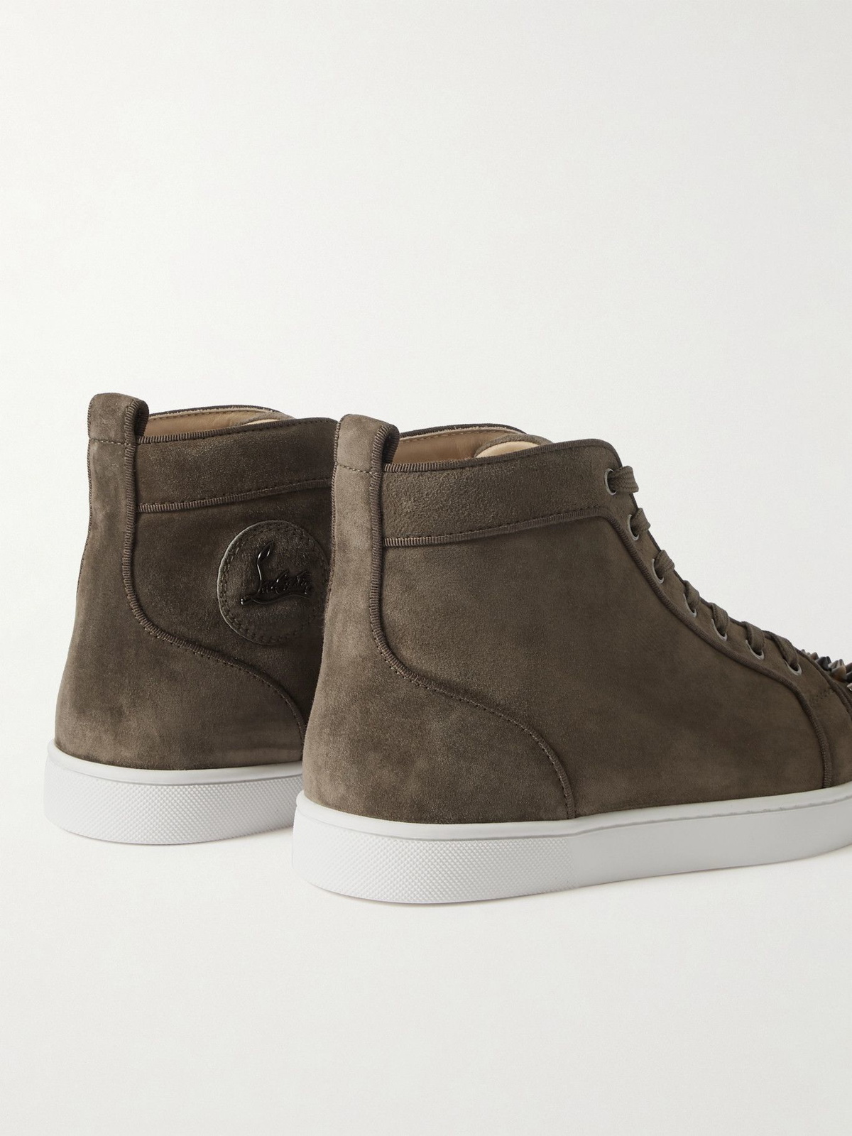 Louis Spikes Suede High Top Sneakers in Brown - Christian