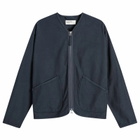 Universal Works Men's Slub Sateen Zip Liner Jacket in Navy