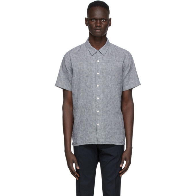 Photo: PS by Paul Smith Black and White Houndstooth Camp Short Sleeve Shirt