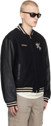 Represent Black Mascot Wool Varsity Bomber Jacket