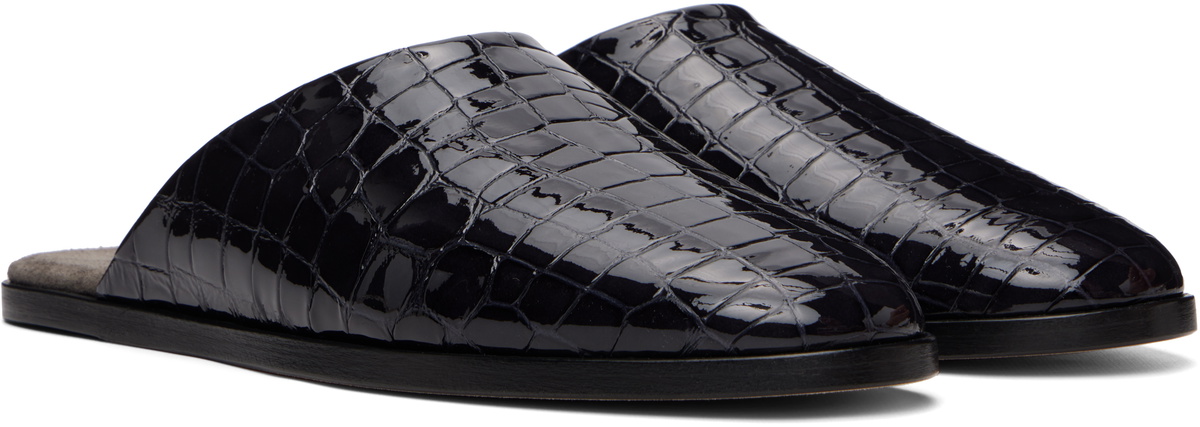 Fear of God Navy Croc-Embossed Slip-on Loafers