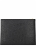 THOM BROWNE - Large Pebbled Leather Zip Pouch