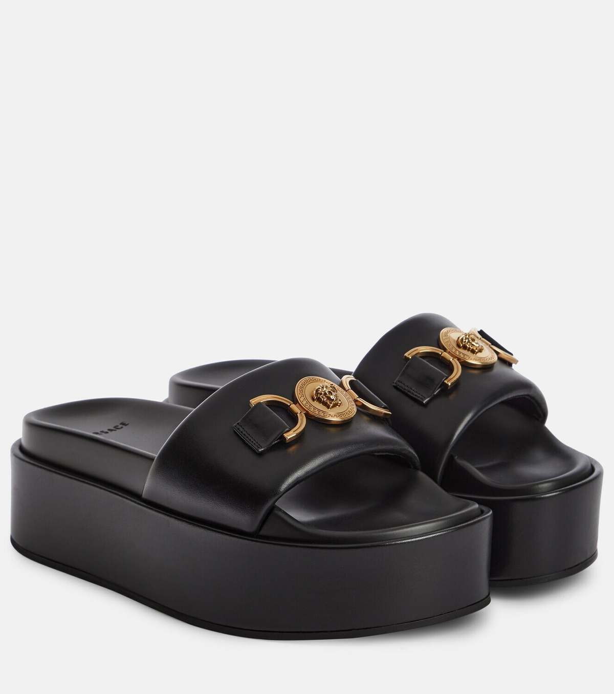 Versace Men's Black Gold Medusa Sandals Pool Slides DSU5883