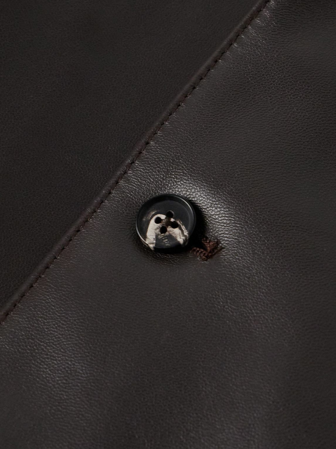 Saman Amel - Leather Shirt Jacket - Brown