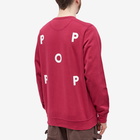 Pop Trading Company Men's Logo Crew Sweat in Raspberry/White