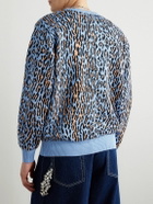 Wacko Maria - Leopard Cotton-Jacquard Cardigan - Blue