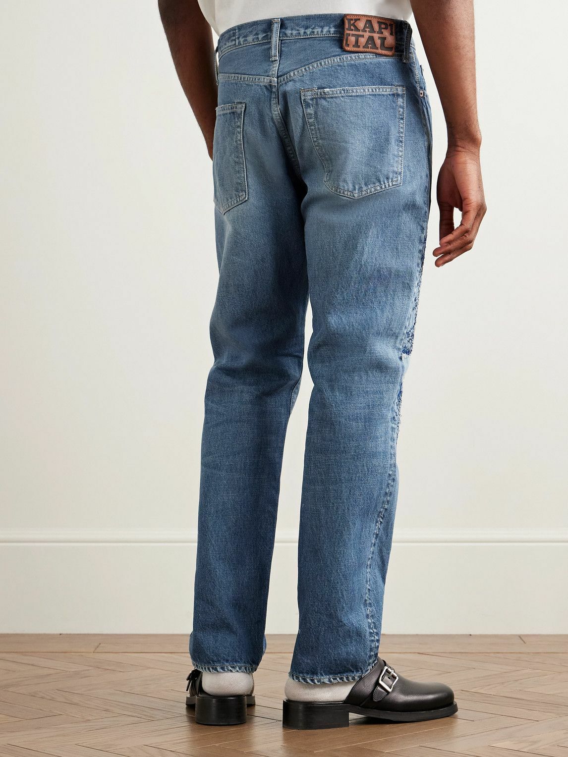 KAPITAL - Monkey CISCO Straight-Leg Distressed Embroidered Jeans
