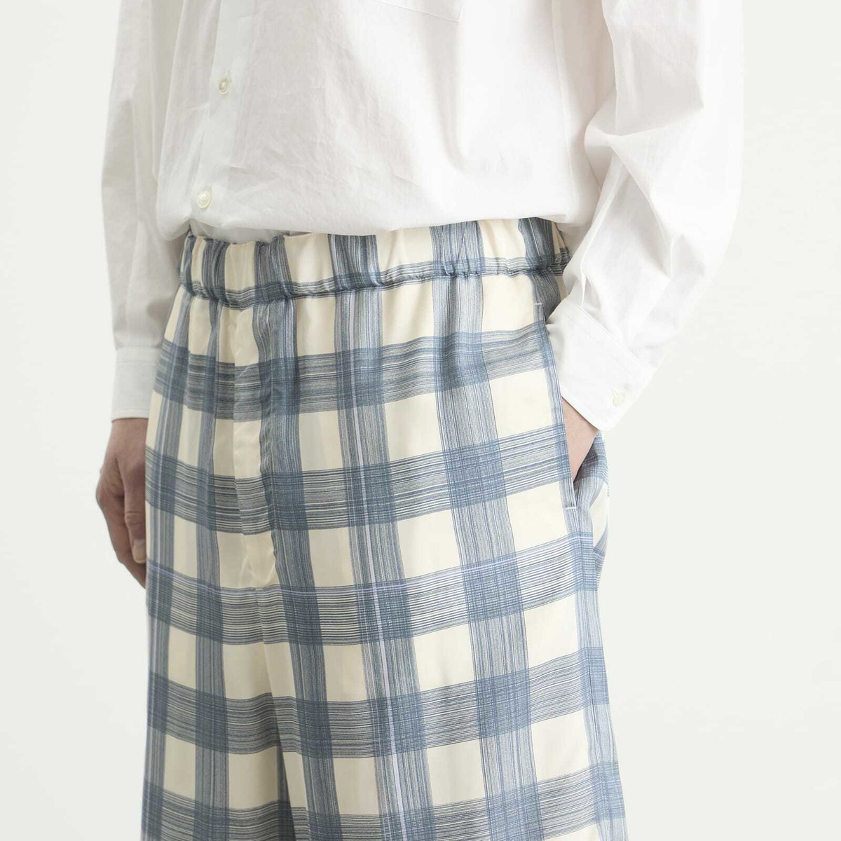 Jil Sander Men's Relaxed Fit Check Shorts in Blue Hydrangea