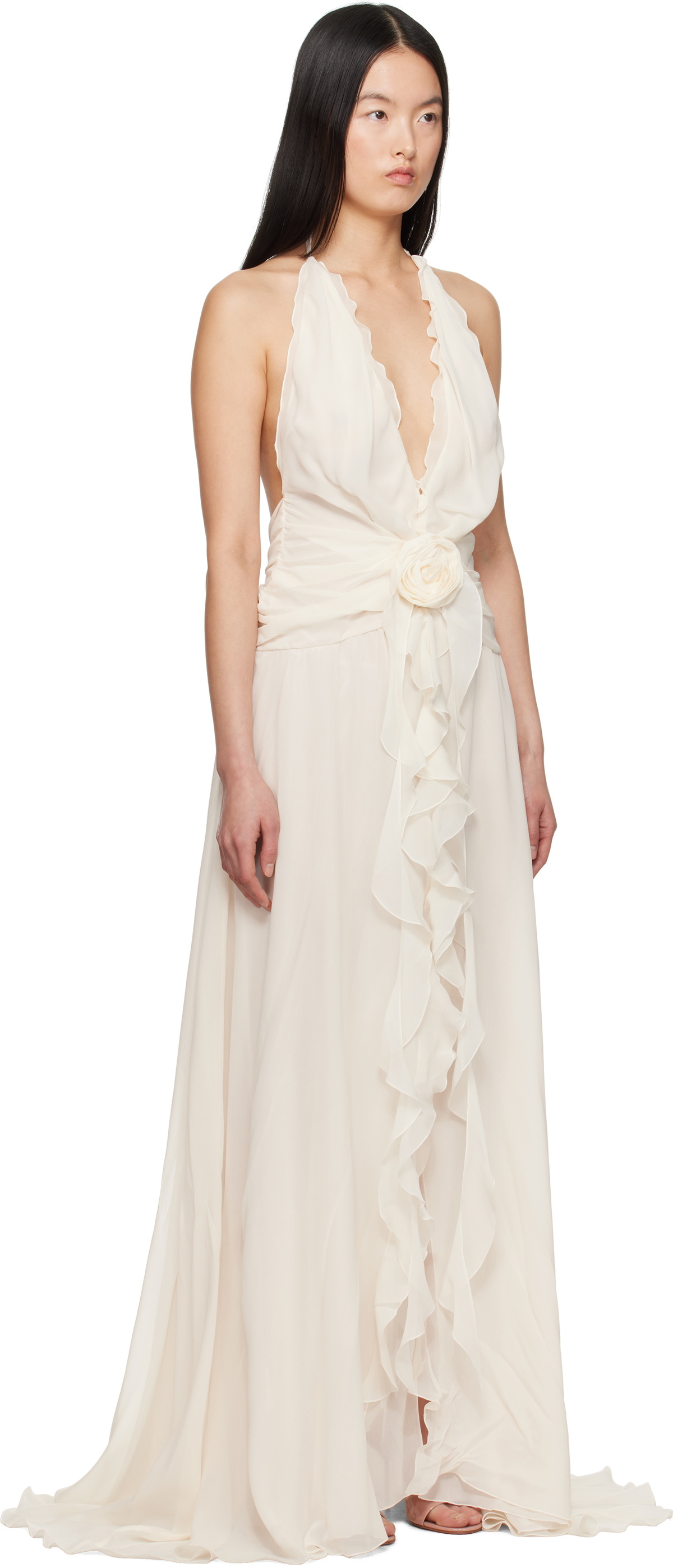 santiago cut out ruffle maxi dress Chiffon