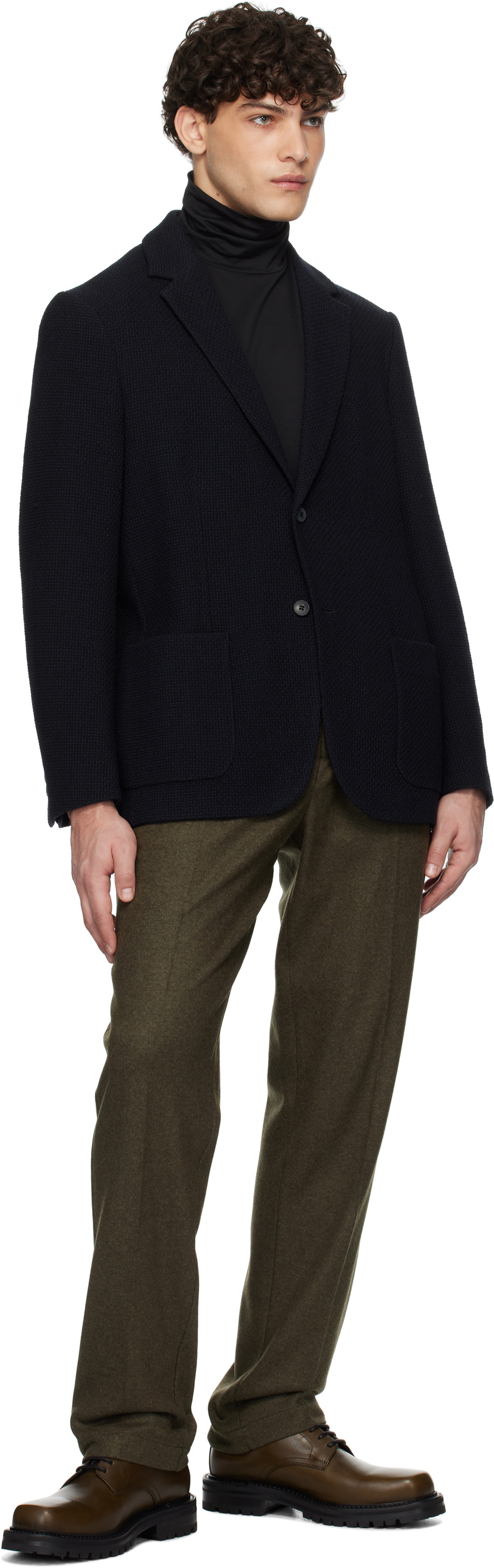 Sunspel Navy Heavy Wool Blazer