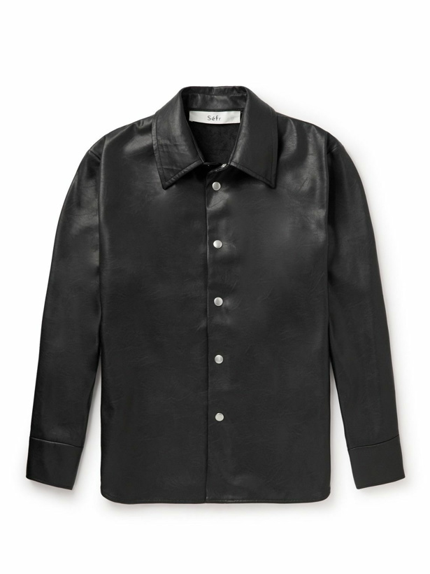 Photo: Séfr - Faux Leather Shirt Jacket - Black