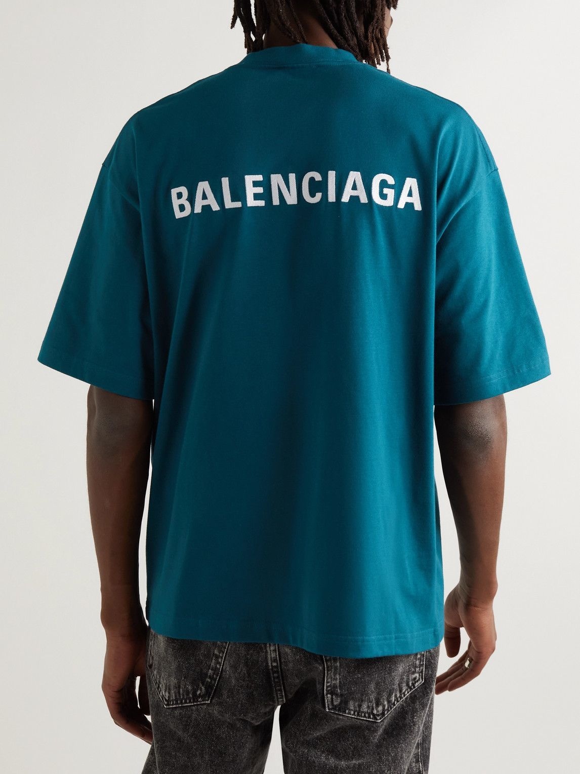 BALENCIAGA Oversized LogoEmbroidered CottonJersey TShirt for Men  MR  PORTER