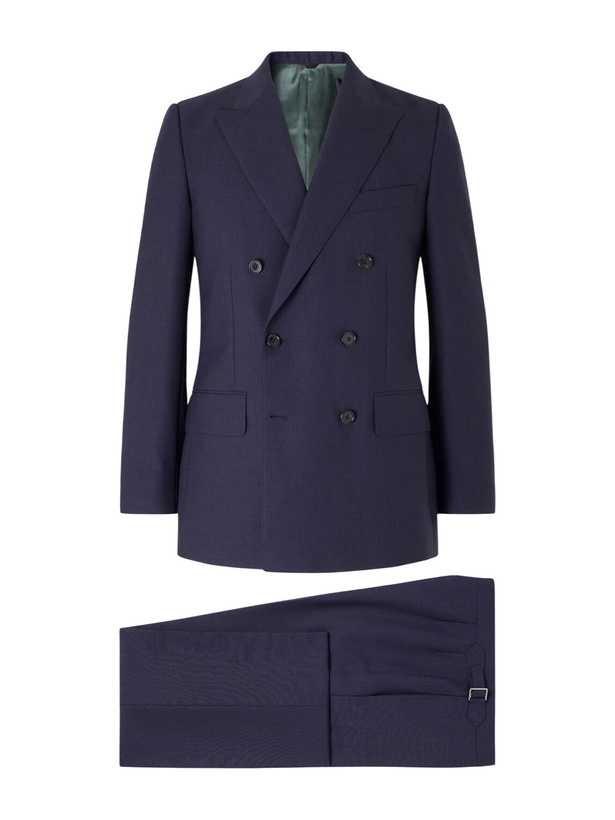 Photo: Husbands - Double-Breasted Wool-Fresco Suit - Blue