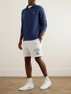 Polo Ralph Lauren - Wimbledon Appliquéd Logo-Embroidered Cotton-Piqué Half-Zip Sweater - Blue