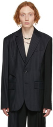 Feng Chen Wang Navy & Black Paneled Blazer