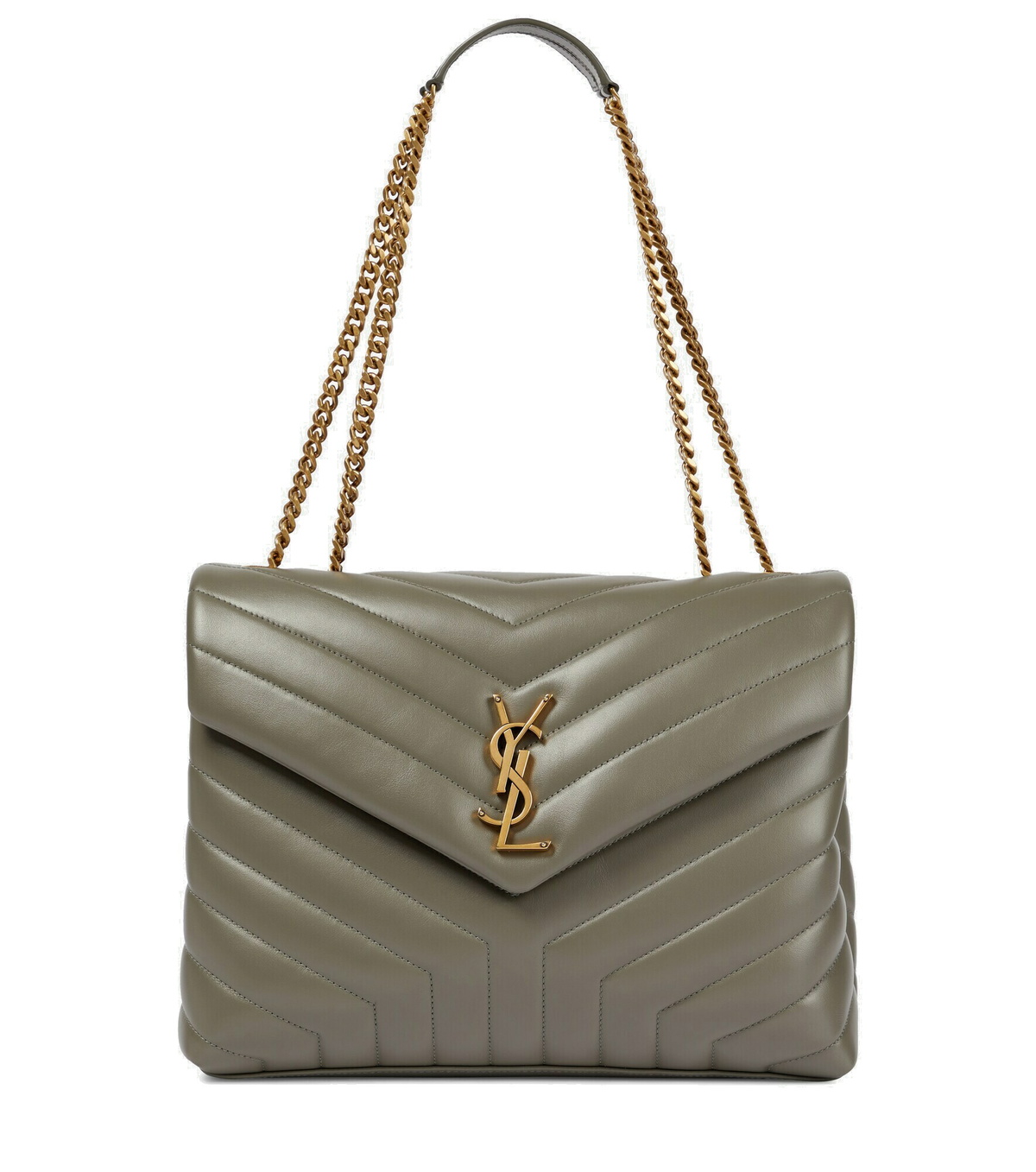 Saint Laurent Women Black Leather Medium Loulou Shoulder Bag