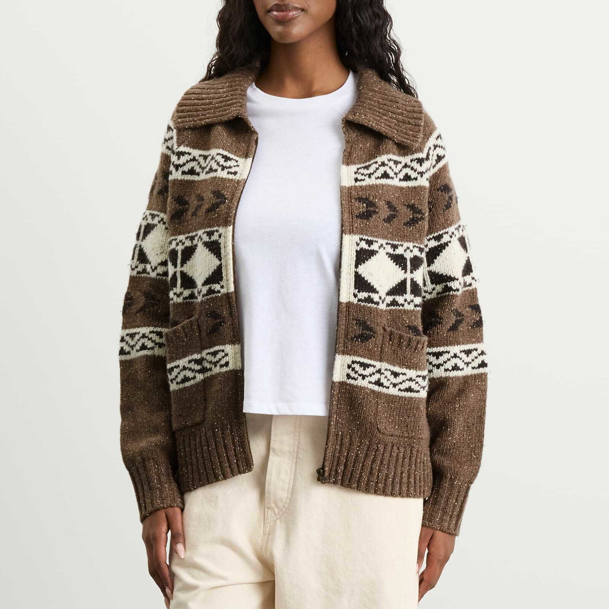 Levi's Women's Fairisle Zip Jumper in Walnut
