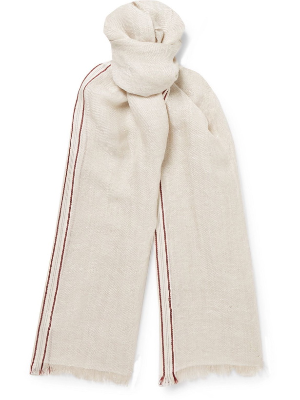 Photo: Brunello Cucinelli - Striped Linen, Cashmere and Silk-Blend Twill Scarf