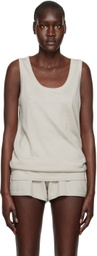 Frenckenberger Taupe Crewneck Tank Top