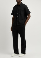 Percival Crinkled Stretch-cotton Trousers Black