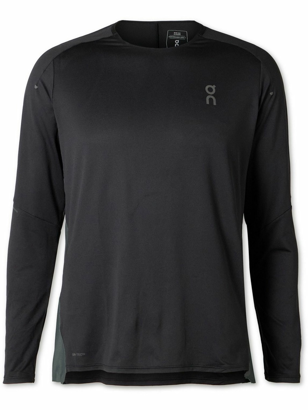 Photo: ON - Performance Slim-Fit Stretch Recycled-Jersey and Mesh Top - Black