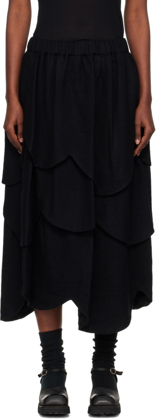 Photo: Noir Kei Ninomiya Black Tiered Flower Midi Skirt