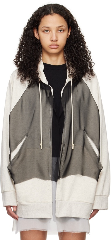 Photo: UNDERCOVER Black & Off-White Layered Hoodie