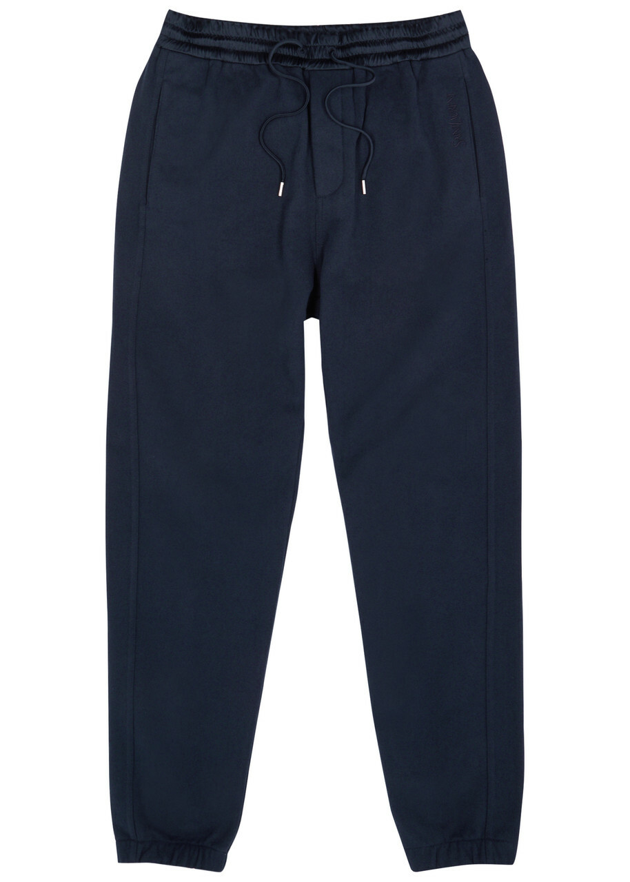 Saint Laurent Logo-embroidered Cotton Sweatpants Navy