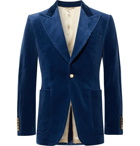 Gucci - Royal-Blue Slim-Fit Stretch Cotton and Modal-Blend Velvet Blazer - Men - Royal blue