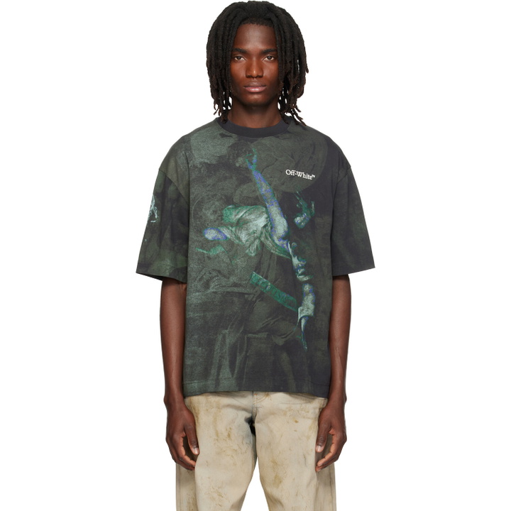Photo: Off-White Black Dark Painting Skate S/S T-shirt