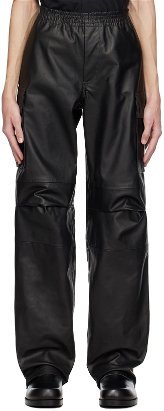 Photo: 1017 ALYX 9SM Black Pleated Leather Cargo Pants