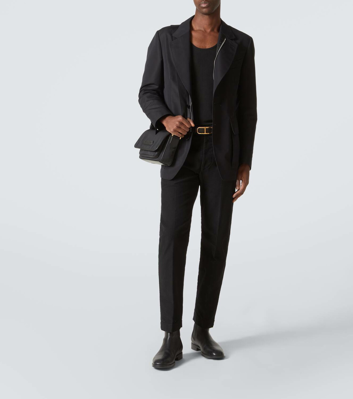 Tom Ford Leather-trimmed messenger bag