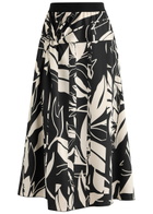 High On Point Printed Satin Midi Skirt Beige