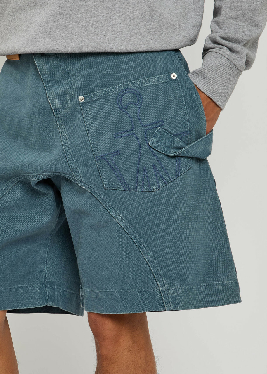 JW Anderson Twisted Workwear Canvas Shorts Blue JW Anderson