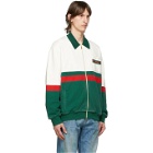 Gucci Off-White and Red Zip-Up Horsebit Sweatshirt