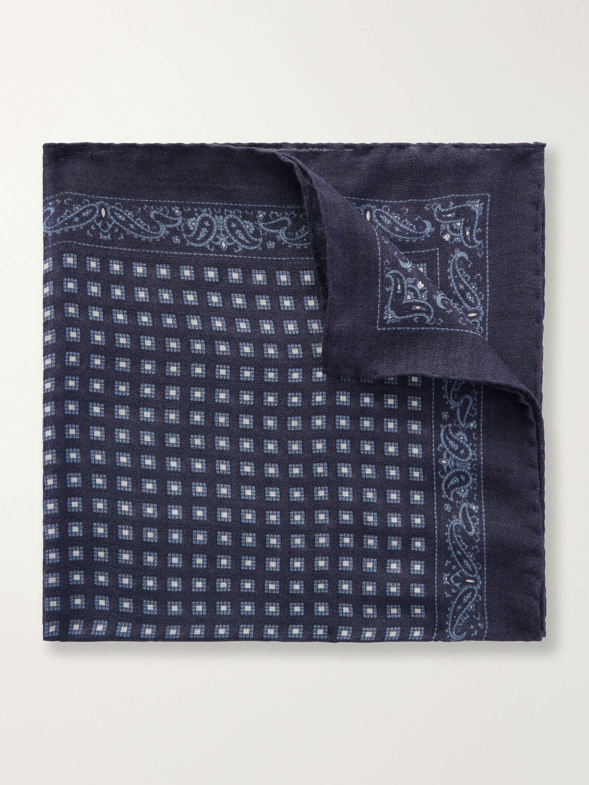 Drake's - Paisley-Print Silk and Wool-Blend Challis Pocket Square - Blue