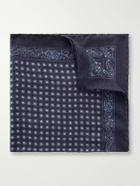 Drake's - Paisley-Print Silk and Wool-Blend Challis Pocket Square - Blue
