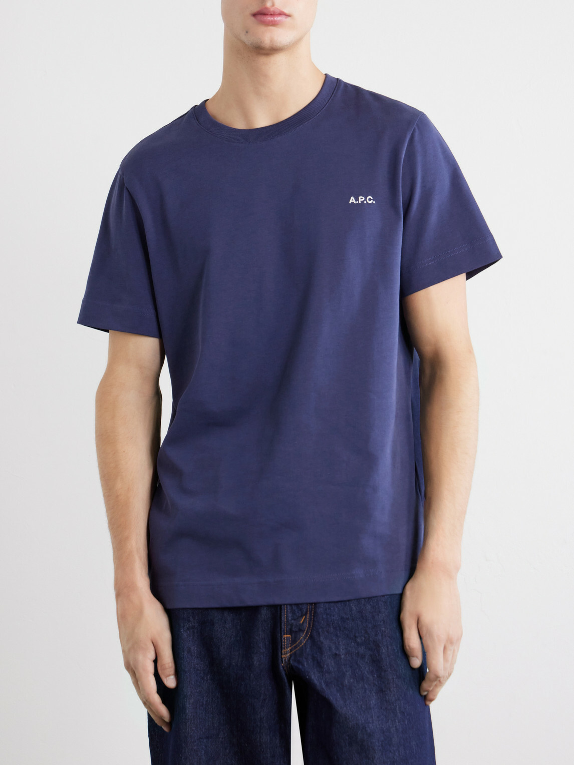 A.P.C. - Oliver Logo-Embroidered Cotton-Jersey T-Shirt - Blue
