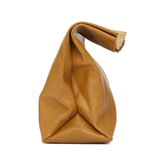 VETEMENTS Beige Leather Paper Bag Clutch Vetements