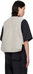 Engineered Garments Off-White & Navy Flap Pocket Vest
