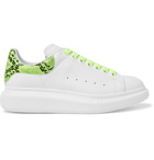 Alexander McQueen - Exaggerated-Sole Neon Snake-Effect Leather Sneakers - White